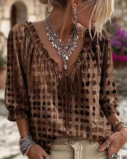 Almira™ | Elegant Blus med V-ringning för Kvinnor