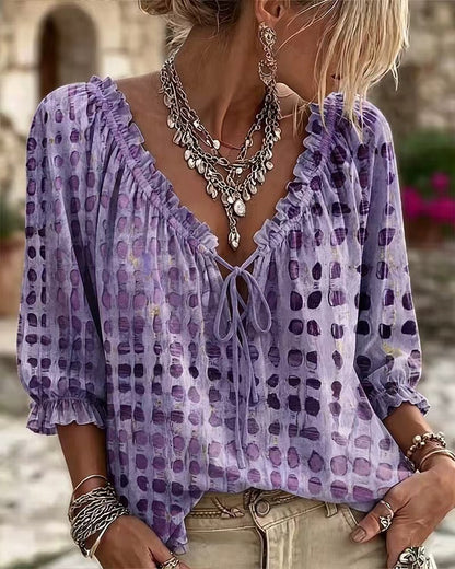 Almira™ | Elegant Blus med V-ringning för Kvinnor