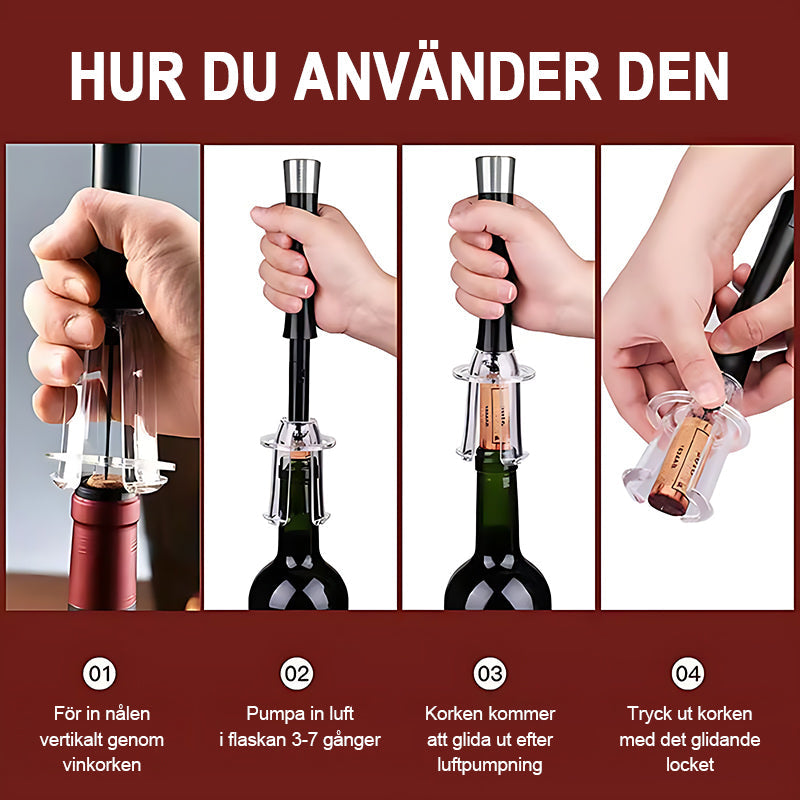VinoLift™ | Luftdriven vinöppnare för enkel och skonsam öppning