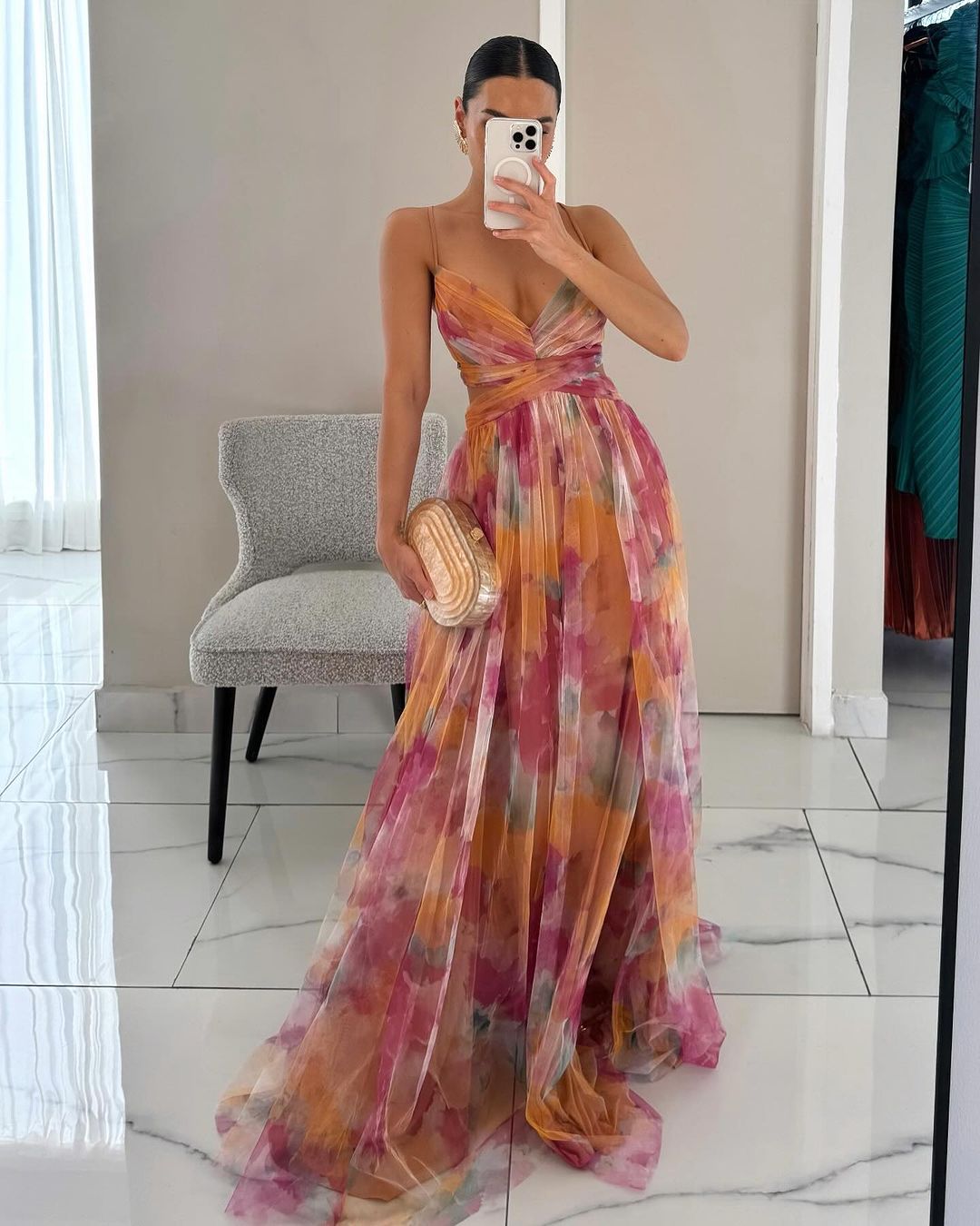 P0234 - Elaris™ - Giselle - vestido largo con estampado floral