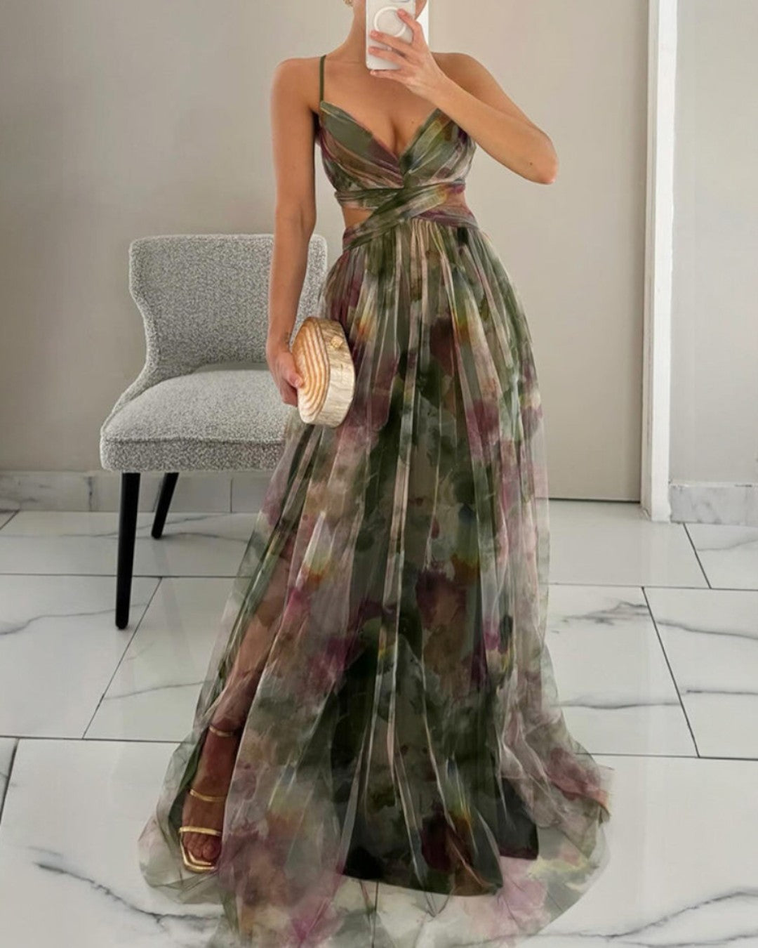 P0234 - Elaris™ - Giselle - vestido largo con estampado floral