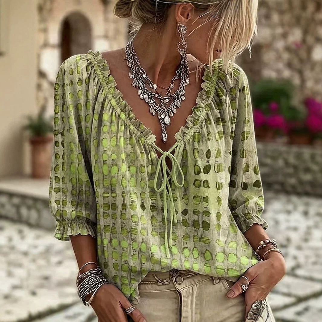 Almira™ | Elegant Blus med V-ringning för Kvinnor