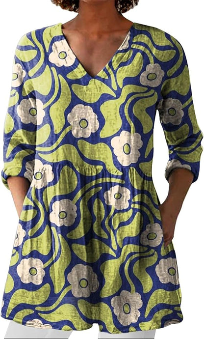 Floris™ | Bekväm Lång Blus för Dam
