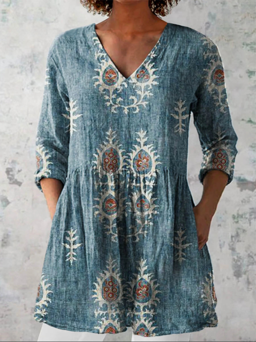 Floris™ | Bekväm Lång Blus för Dam