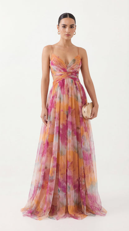P0234 - Elaris™ - Giselle - vestido largo con estampado floral