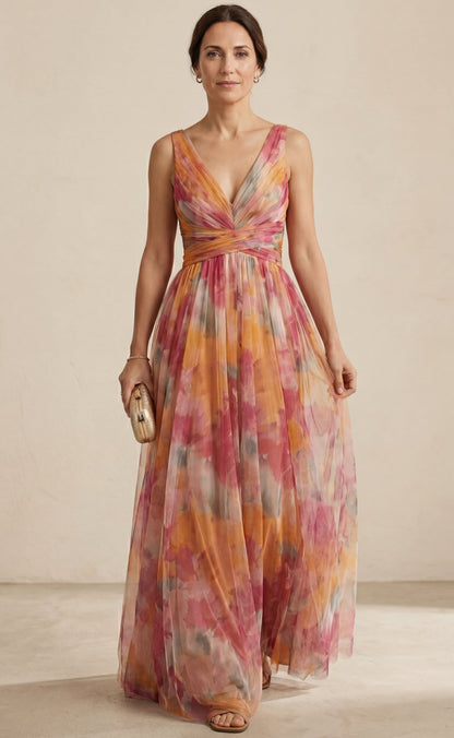 P0234 - Elaris™ - Giselle - vestido largo con estampado floral