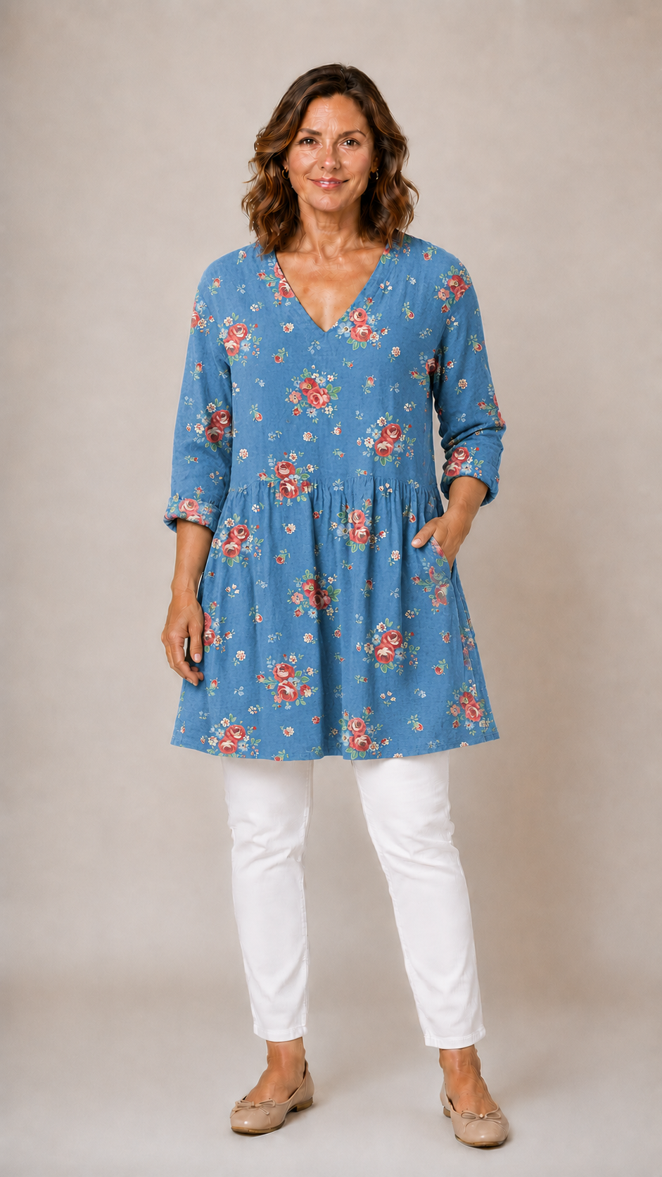Floris™ | Bekväm Lång Blus för Dam