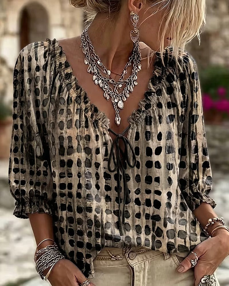 Almira™ | Elegant Blus med V-ringning för Kvinnor