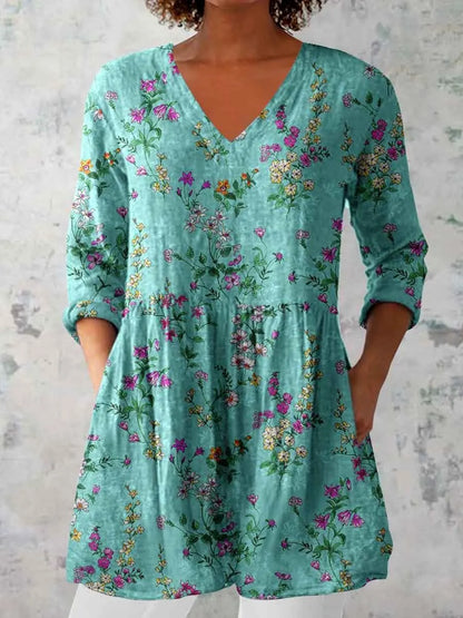 Floris™ | Bekväm Lång Blus för Dam