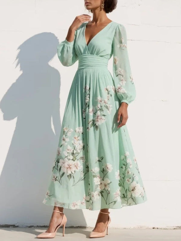 Prescela Lätt Blommig Midi Klänning